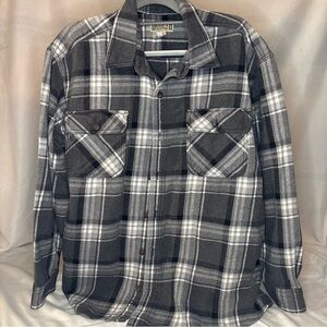 Duluth Trading Co Black and White Plaid Shirt